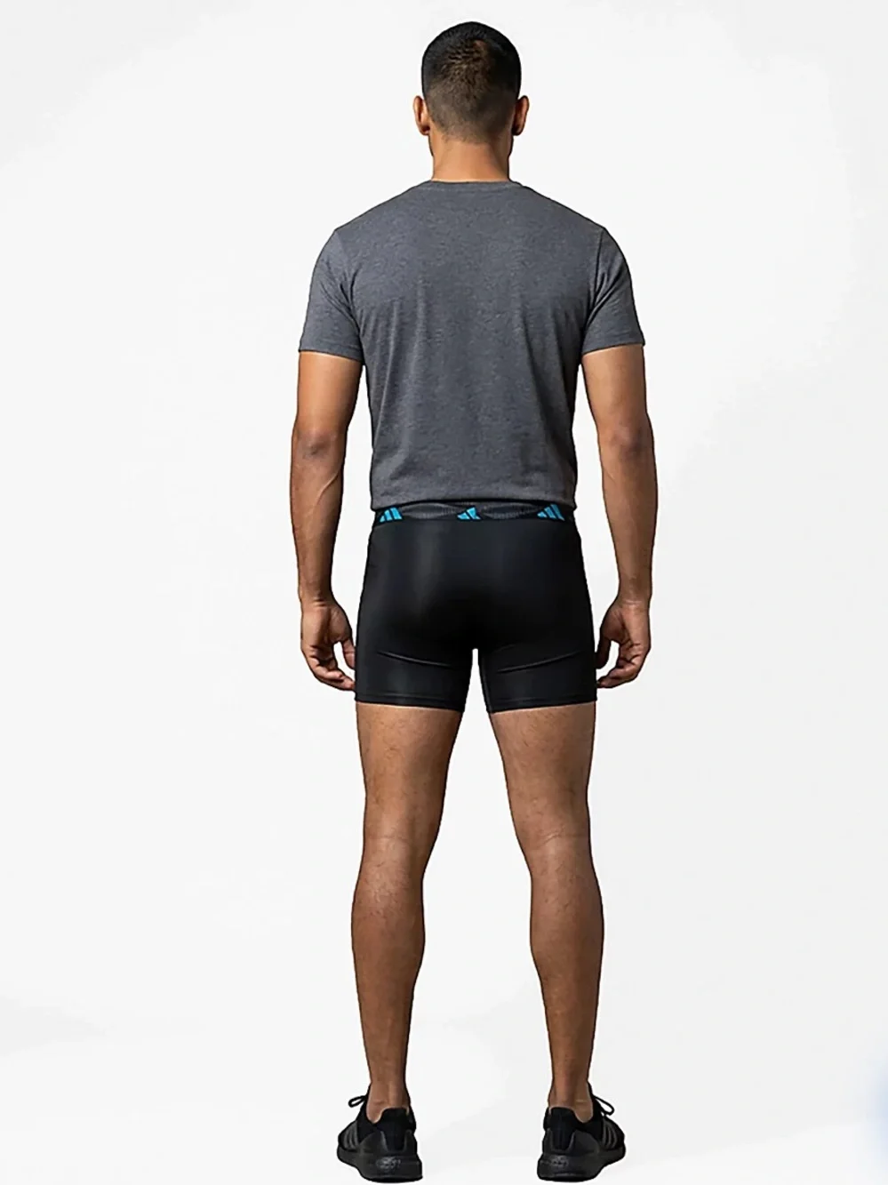 adidas Men’s Black Microfiber Boxer Trunks with Blue & Orange Accents - 3 Pack